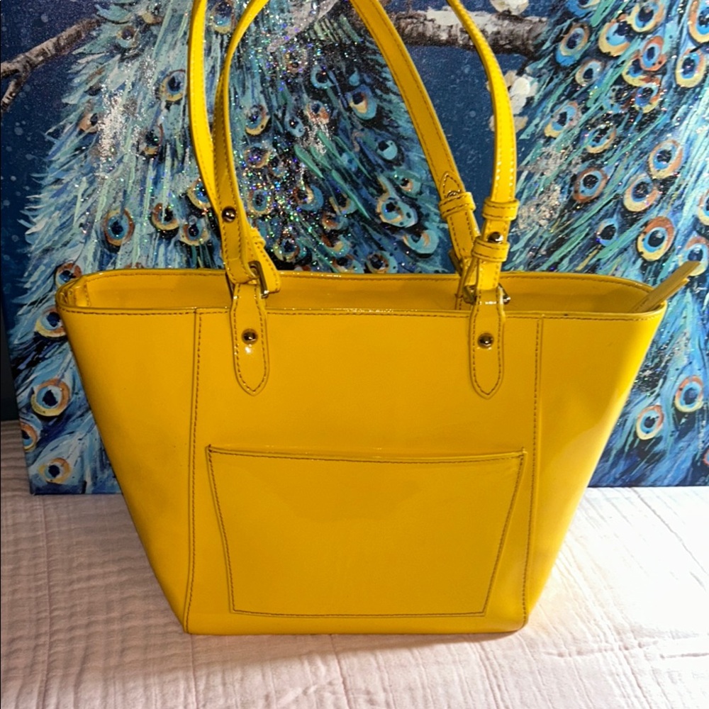 Dooney & Bourke Bright Yellow Patent Leather Tote Bag - Picture 7 of 16
